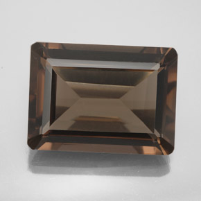 Quartz fumé marron naturelle taille émeraude, 13,44 ct, VS