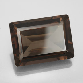 Quartz fumé marron naturelle taille émeraude, 13,44 ct, VS