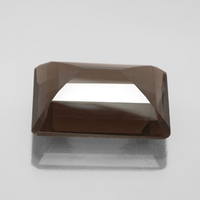Quartz fumé marron naturelle taille émeraude, 13,44 ct, VS