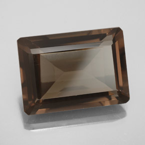 Quartz fumé marron naturelle taille émeraude, 13,80 ct, VVS-VS
