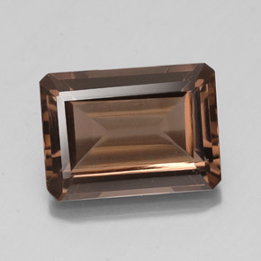 Quartz fumé marron naturelle taille émeraude, 14,65 ct, VS