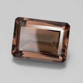 Quartz fumé marron naturelle taille émeraude, 14,65 ct, VS