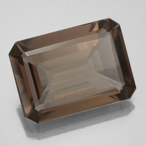 Quartz fumé marron naturelle taille émeraude, 10,70 ct, VS