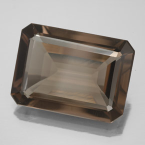 Quartz fumé marron naturelle taille émeraude, 10,70 ct, VS