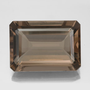 Quartz fumé marron naturelle taille émeraude, 13,62 ct, VS