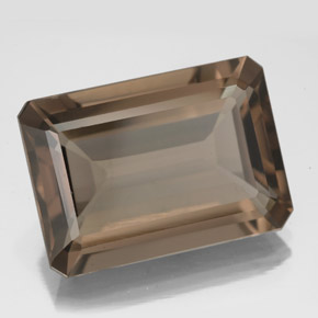 Quartz fumé marron naturelle taille émeraude, 13,62 ct, VS