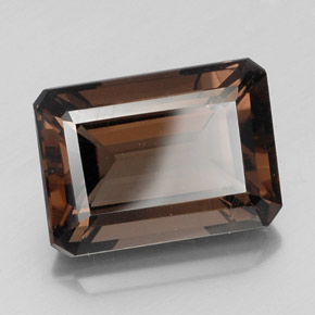 Quartz fumé marron naturelle taille émeraude, 16,65 ct, VS