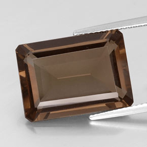 Quartz fumé marron naturelle taille émeraude, 12,92 ct, VVS-VS
