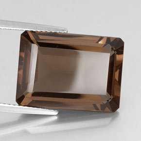 Quartz fumé marron naturelle taille émeraude, 12,92 ct, VVS-VS
