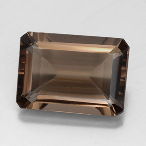 Quartz fumé marron naturelle taille émeraude, 13,06 ct, VVS-VS