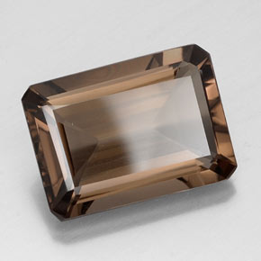 Quartz fumé marron naturelle taille émeraude, 13,06 ct, VVS-VS