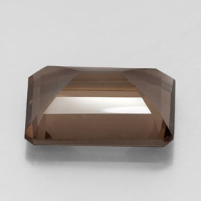 Quartz fumé marron naturelle taille émeraude, 13,06 ct, VVS-VS