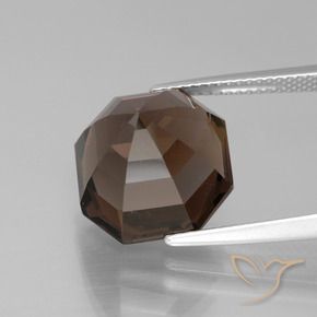 Quartz fumé Marron ambré naturelle Octogone / coupe Émeraude, 9.97 ct, VVS-VS