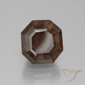 Quartz fumé Marron ambré naturelle Octogone / coupe Émeraude, 9.02 ct, VS
