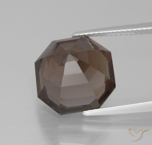 Quartz fumé Marron ambré naturelle Octogone / coupe Émeraude, 10.20 ct, VVS-VS