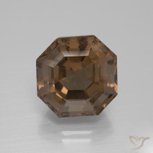 8.89ct Naturel Brun chocolat Quartz fumé, Taille émeraude, VVS-VS