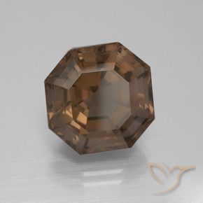 Quartz fumé Brun chocolat naturelle Octogone / coupe Émeraude, 8.89 ct, VVS-VS