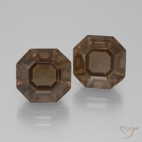 11.29ctw Naturel Marron foncé Quartz fumé, Taille émeraude, VS