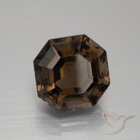 Quartz fumé Brun chocolat naturelle Octogone / coupe Émeraude, 6.28 ct, VVS-VS