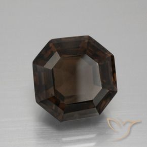 Quartz fumé Bleu foncé naturelle Octogone / coupe Émeraude, 7.77 ct, VVS