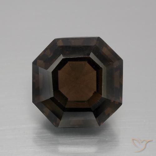 8.14ct Naturel Brun chocolat Quartz fumé, Taille émeraude, VVS-VS