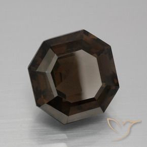 Quartz fumé Brun chocolat naturelle Octogone / coupe Émeraude, 8.14 ct, VVS-VS