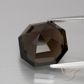 Quartz fumé Brun chocolat naturelle Octogone / coupe Émeraude, 8.14 ct, VVS-VS