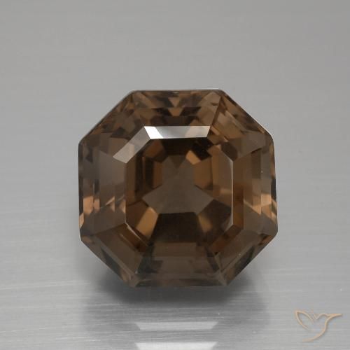 7.95ct Naturel Brun moyen Quartz fumé, Taille émeraude, VVS-VS