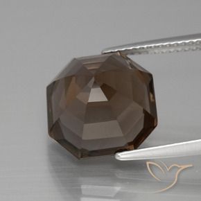 Quartz fumé Brun moyen naturelle Octogone / coupe Émeraude, 7.95 ct, VVS-VS