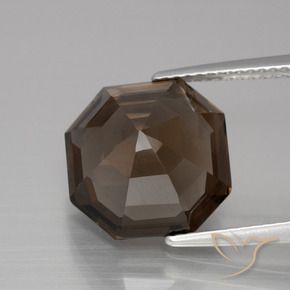 Quartz fumé Brun chocolat naturelle Octogone / coupe Émeraude, 7.23 ct, VS