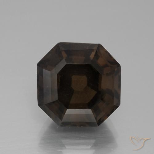 7.47ct Naturel Brun moyen Quartz fumé, Taille émeraude, VVS-VS