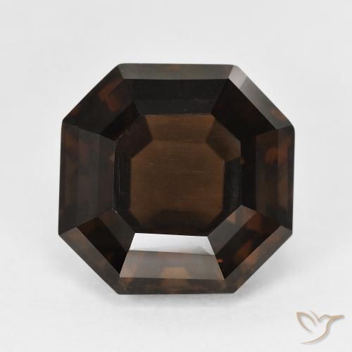 7.34ct Naturel Marron foncé Quartz fumé, Taille émeraude, VVS