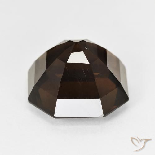 Quartz fumé Marron foncé naturelle Octogone / coupe Émeraude, 7.34 ct, VVS