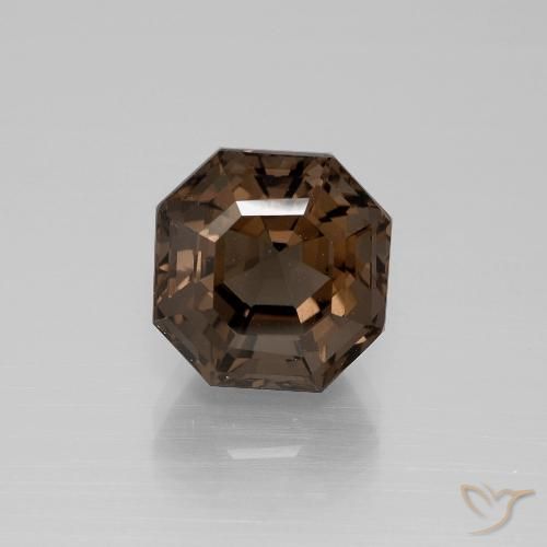 4.60ct Naturel Brun moyen Quartz fumé, Taille émeraude, VVS