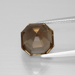 Quartz fumé brun chocolat naturelle taille émeraude, 4,60 ct, VS