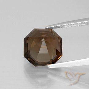 Quartz fumé Brun caryer naturelle Octogone / coupe Émeraude, 4.48 ct, VVS-VS