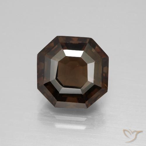 4.79ct Naturel Marron ambré Quartz fumé, Taille émeraude, VVS-VS