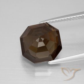 Quartz fumé Marron ambré naturelle Octogone / coupe Émeraude, 4.79 ct, VVS-VS