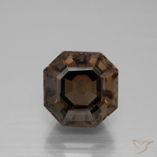 5.40ct Naturel Marron foncé Quartz fumé, Taille émeraude, VVS-VS