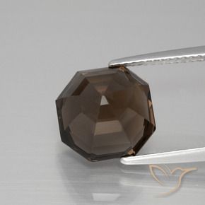 Quartz fumé Marron foncé naturelle Octogone / coupe Émeraude, 5.40 ct, VVS-VS