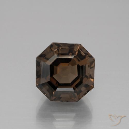 5.43ct Naturel Marron foncé Quartz fumé, Taille émeraude, VVS