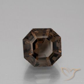 Quartz fumé Marron foncé naturelle Octogone / coupe Émeraude, 5.43 ct, VVS