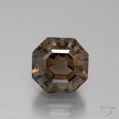 5.58ct Naturel Brun moyen Quartz fumé, Taille émeraude, VVS-VS