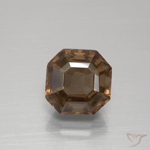 3.71ct Naturel Brun moyen Quartz fumé, Taille émeraude, VS