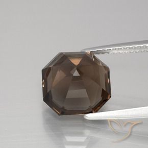 Quartz fumé Brun chocolat naturelle Octogone / coupe Émeraude, 5.11 ct, VS