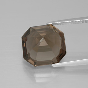 Quartz fumé marron naturelle taille émeraude, 7,27 ct, VVS