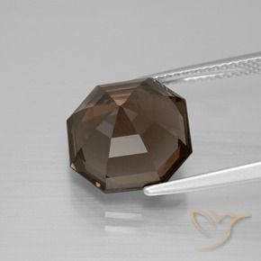 Quartz fumé Bleu foncé naturelle Octogone / coupe Émeraude, 6.56 ct, VS