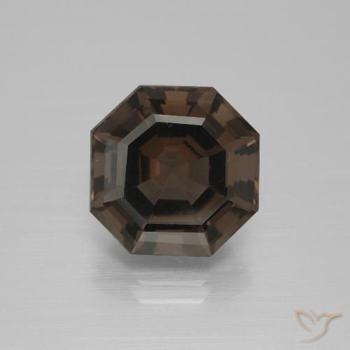 6.32ct Naturel Bleu foncé Quartz fumé, Taille émeraude, VS
