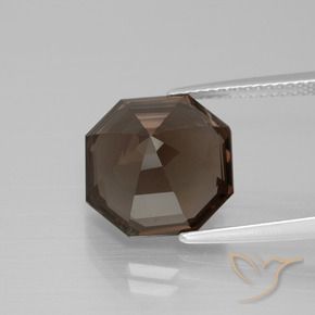 Quartz fumé Bleu foncé naturelle Octogone / coupe Émeraude, 6.32 ct, VS