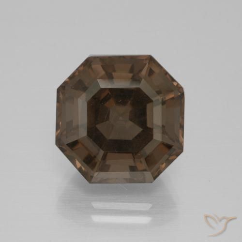 9.69ct Naturel Marron ambré Quartz fumé, Taille émeraude, VS